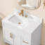 36 po X P 22 po D Comptoir de meuble-lavabo rectangulaire en pierre blanche Carrara avec lavabo simple en céramique Dosseret H-129746571