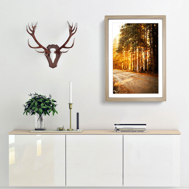 Sunlight Through the Forest - Framed Print, 48cm H x 36cm W x 2cm D, Oak Framed