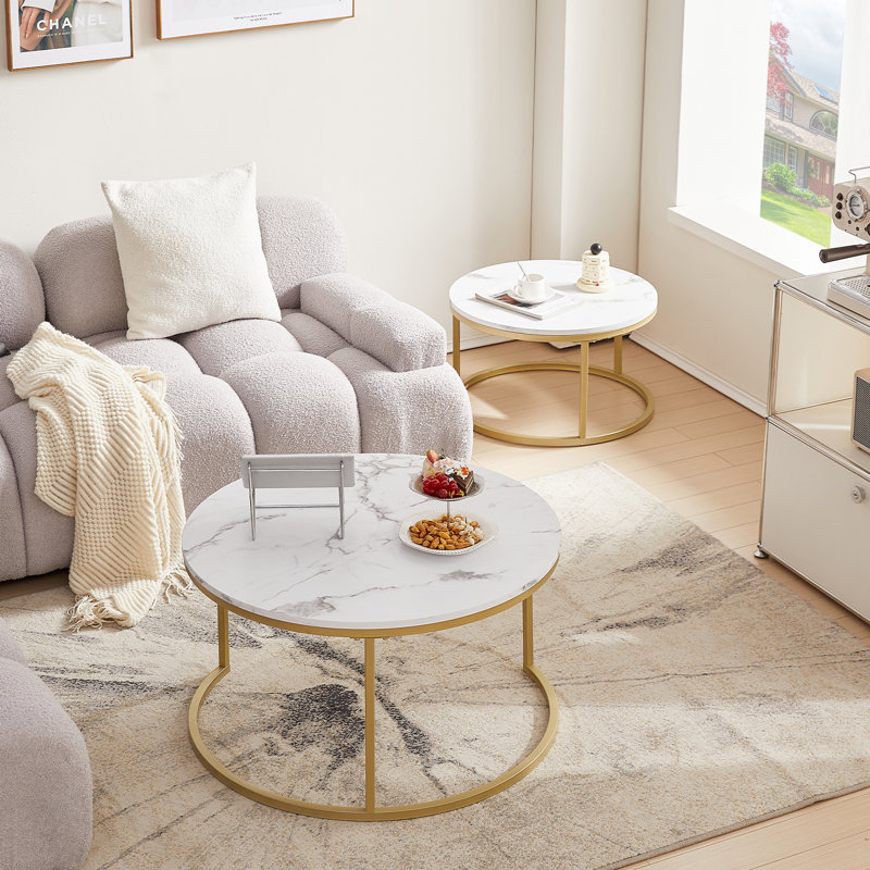 Jaquaya Frame Coffee Table, Gold, White