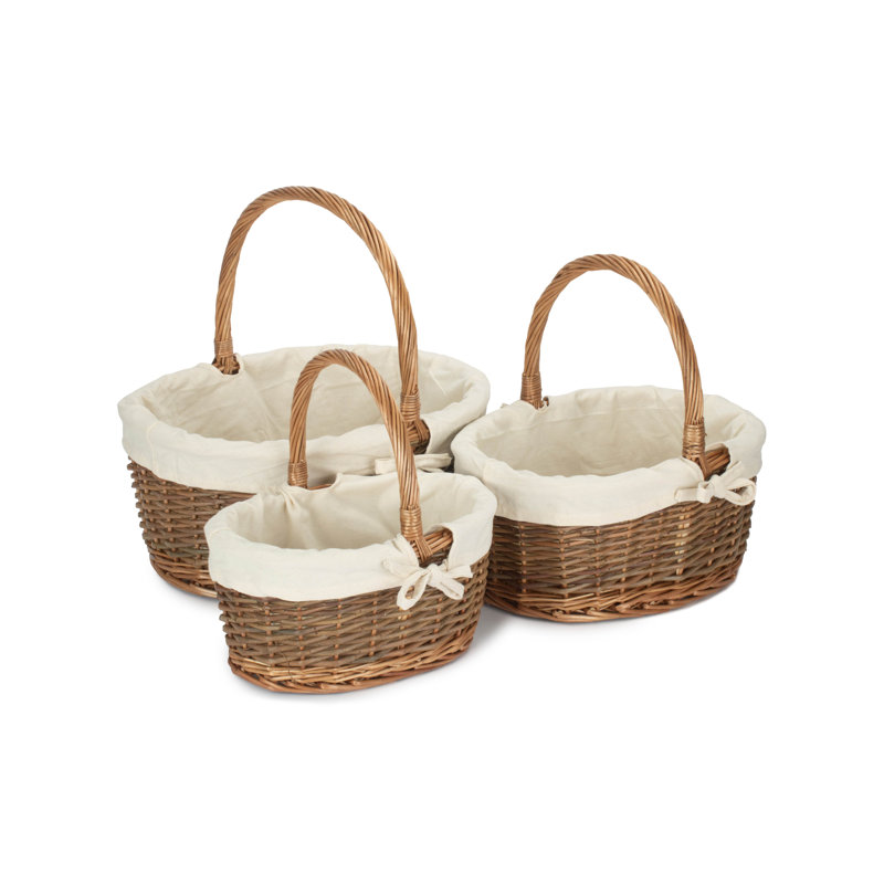 Fleur De Lis Living 3 Piece Wicker Shopper Basket Set