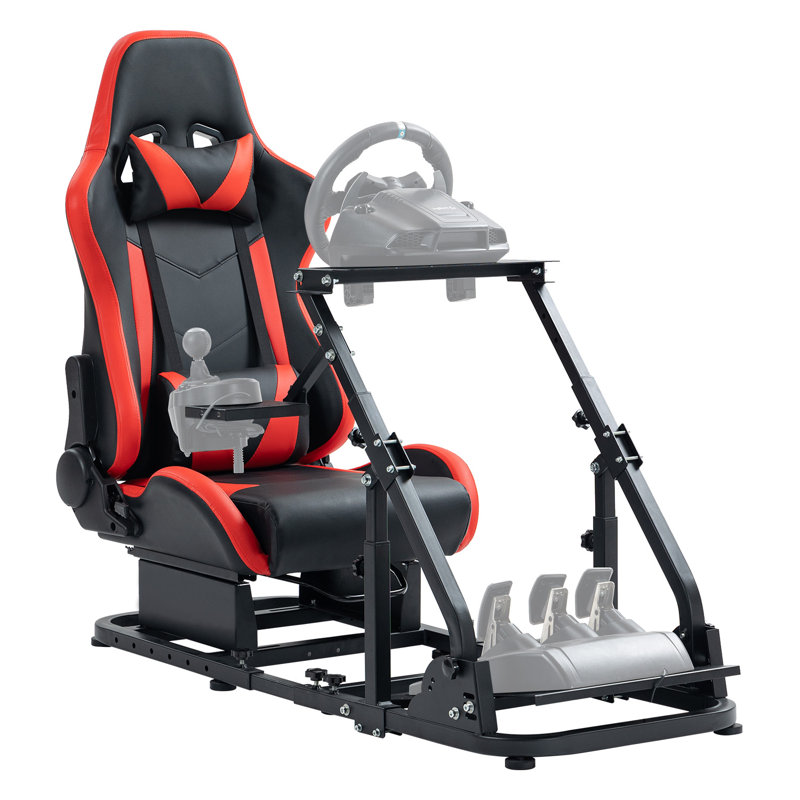 Anman Reinforce Racing Simulator Cockpit with Red Seat Fit Logitech G923 G29 G920, Not Include Steering wheel & Wheels & Pedals and Shifter Handbrake