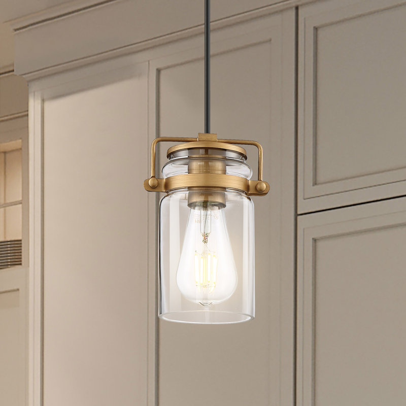 Luminaire suspendu en pot 1 lumière Malaki, Laiton rétro