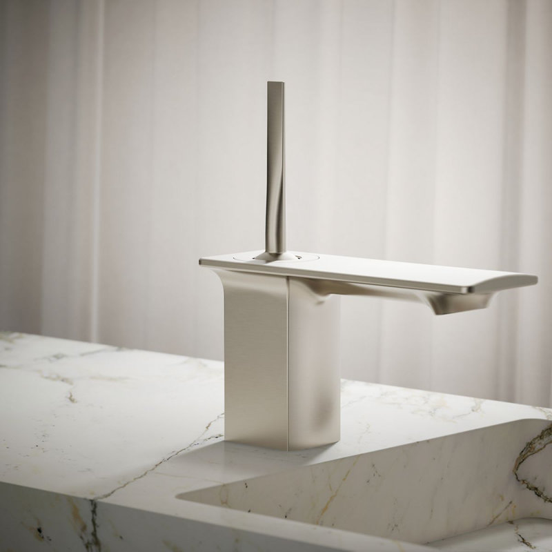Stance Single-Hole Bathroom Sink Faucet, Nickel brossé éclatant
