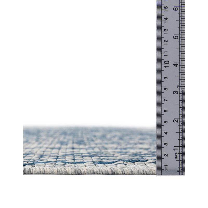 Tapis oriental bleu / gris Cowell, Carré 10pi