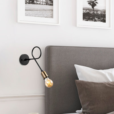 Stylish Wall Lamp with Metal Body, Black & Antique Finish, 4.7 x 12.2 x 9.8 inches | E27 Socket, Max 15W | Perfect for Bohemian, Industrial & Scandinavian Decor | Durable Design with Metal Base Plate