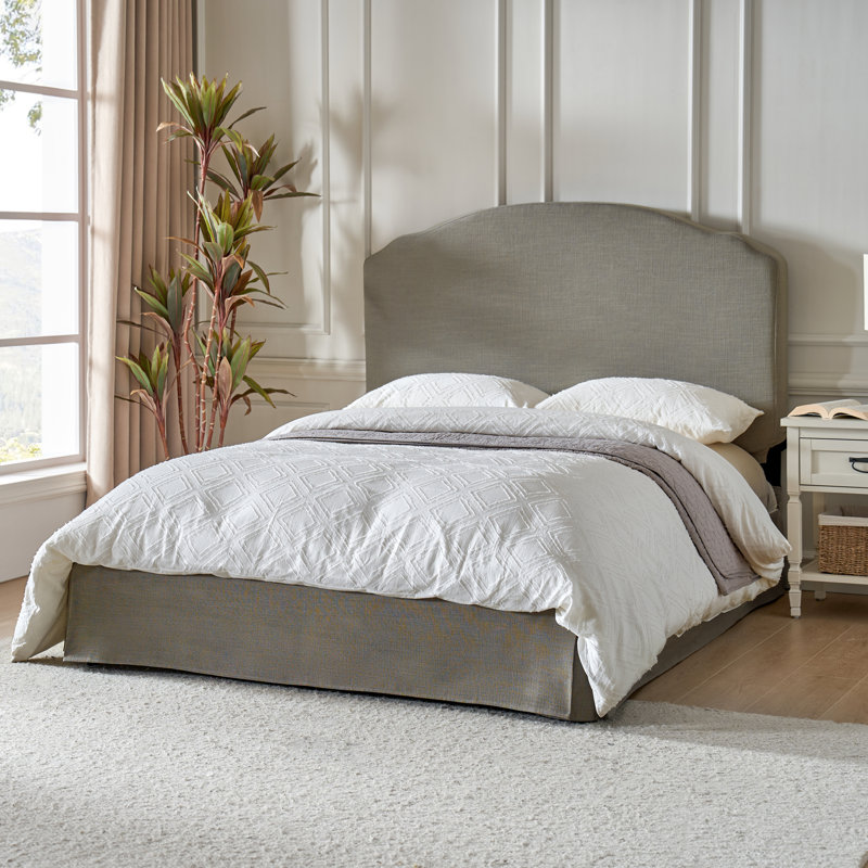 Harutiun Upholstered Platform Bed with Washable Slipcover and Adjustable Headboard, Queen, Solid Gray