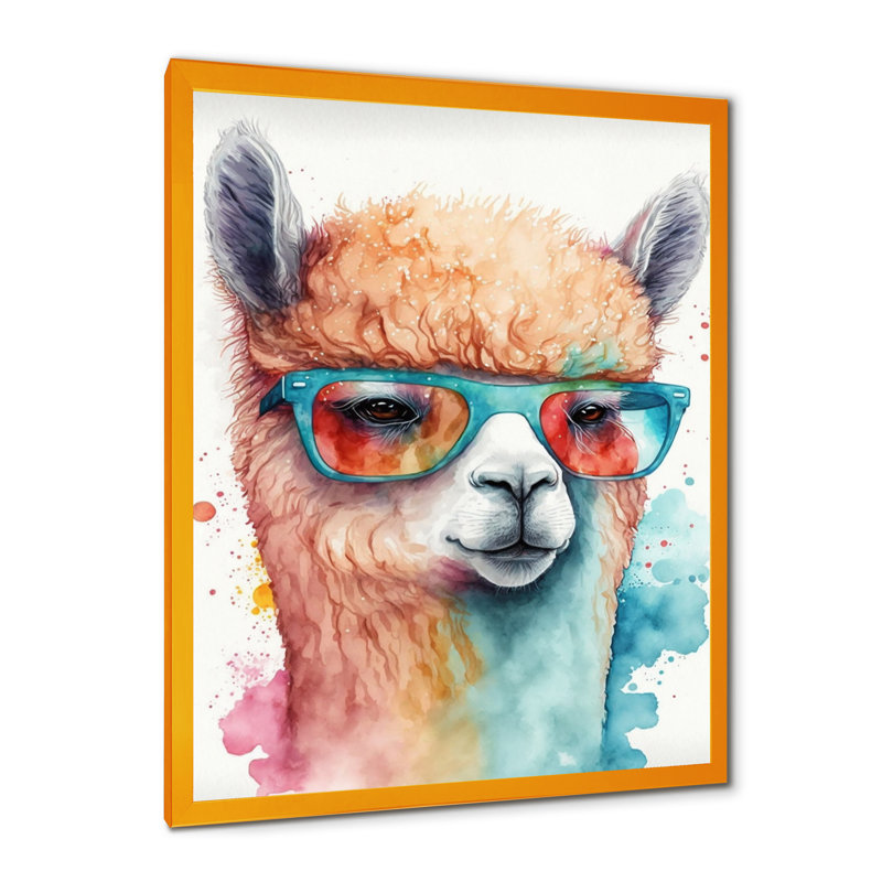 «Cool Alpaca with Sun Sun Watercolor IV», reproduction sur toile, H 40 po x l 30 po x P 1,5 po