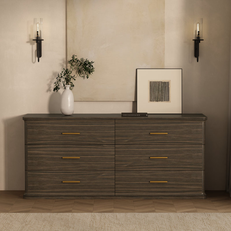 Commode double 6 tiroirs Clifford, Noyer
