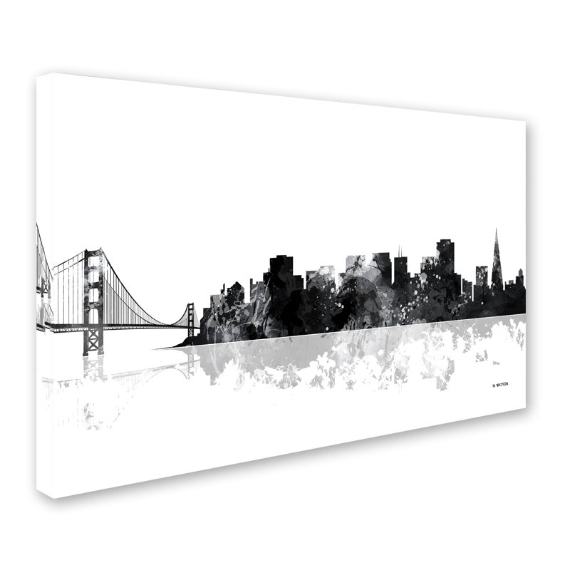 « san francisco california-horizon-1 », reproduction d’art sur toile tendue, H 12 po x l 19 po x P 2 po