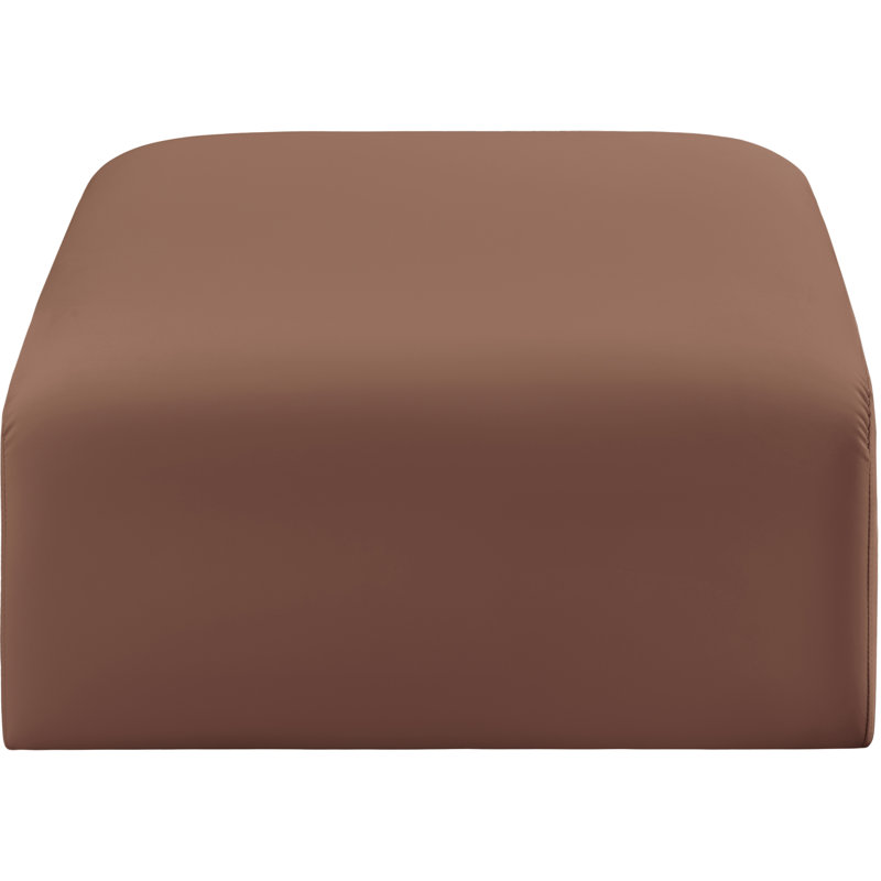 Hristea Upholstered Ottoman, Cognac Vegan Leather