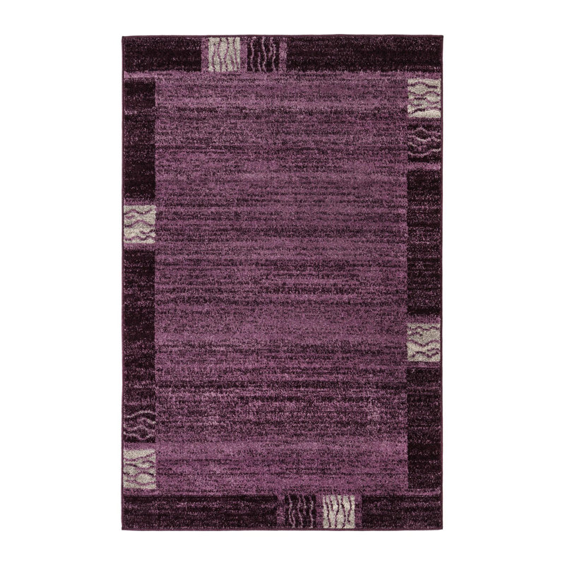 Tapis mauve à motif géométrique Sahr, Rectangle 4 pi 1 po x 6 pi 1 po