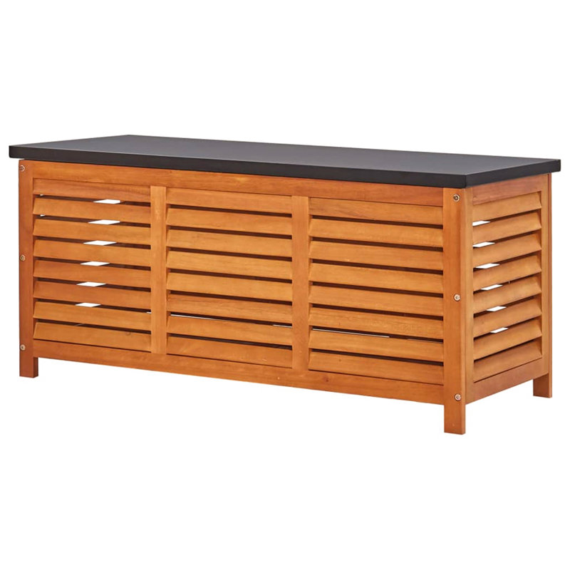 Rosalind Wheeler Cypher 117 cm W 190 L Eucalyptus Solid Wood Deck Box