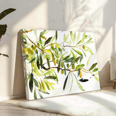Olive, peinture, olivier, reproduction d'art, toile de cuisine, cadre en bois massif, art mural, botanique, 16 po x 24 po Blanc