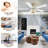 52" Rattan White Ceiling Fan With Light Kit And Remote Control
