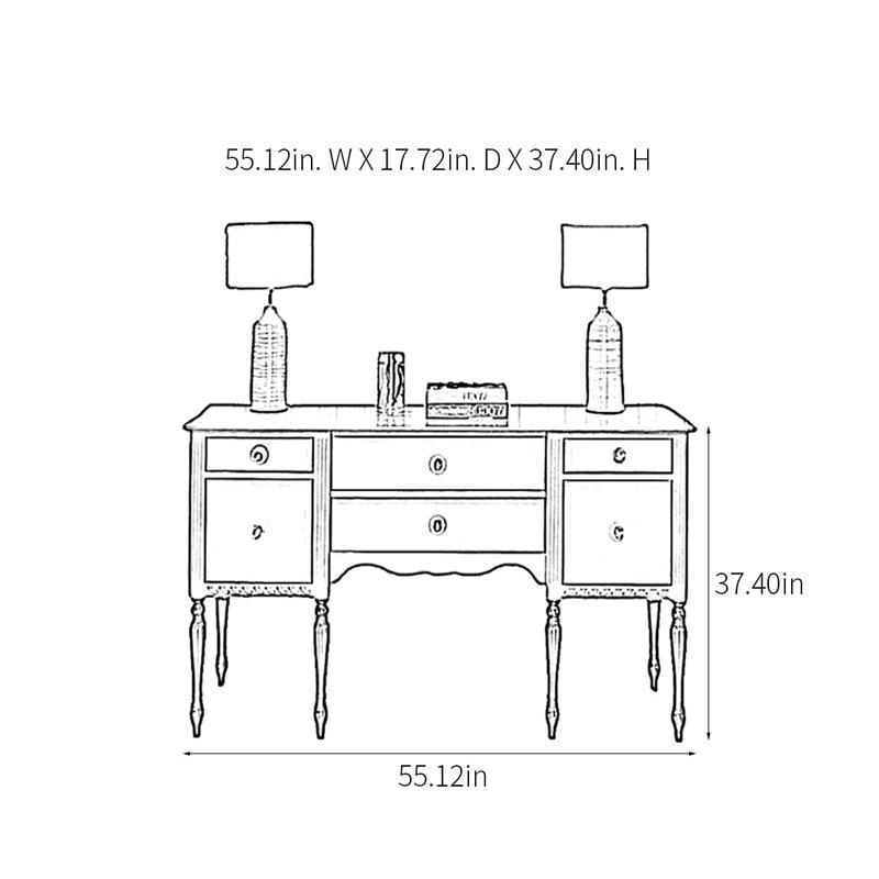 Retro Luxury Multifunctional Console Table, 37.4" H x 55.12" W x 17.72" D
