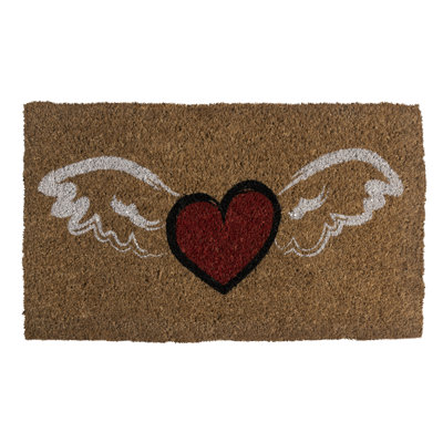 Winged Heart Handwoven Coconut Fiber Doormat
