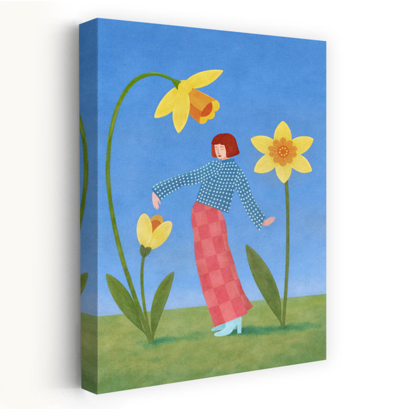 Printemps, jonquille, danse, fantaisie, H 60 po x l 40 po