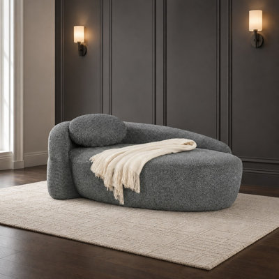 Canapé-lit moderne ovale avec dossier ergonomique, accoudoir latéral, coussin réglable, siège rembourré pour salon, chambre à coucher, petits appartements, lecture, sieste et détente