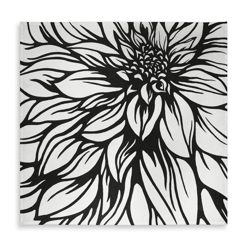 Dahlia Flower Outline Tablecloth - White Flowers for Home Decor