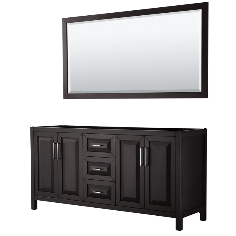 Daria 72'' W Double Vanity, Polished Chrome, Dark Espresso, White Cultured Marble
