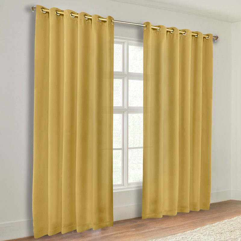 Paire de rideaux obscurcissant avec œillets Millendon, L 70 po x L 84 po, Jaune et moutarde