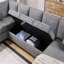 Canapé modulaire en chenille de 137 po de largeur avec méridienne orientée vers la droite, rangement sous le siège et coussins décoratifs