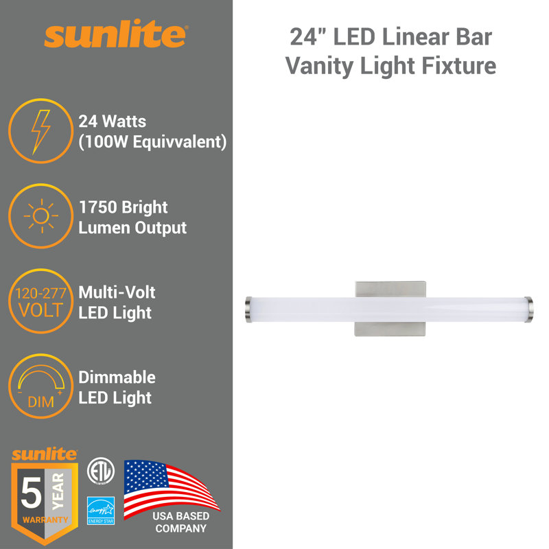 Brushed Nickel 24-Inch Dimmable LED Vanity Light Fixture