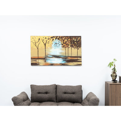 Luminous Mustard Yellow Canvas Wall Decorative, 47'' X 27'', Hand-Painted For Fall 27'' Ornament, Suitable Autumn