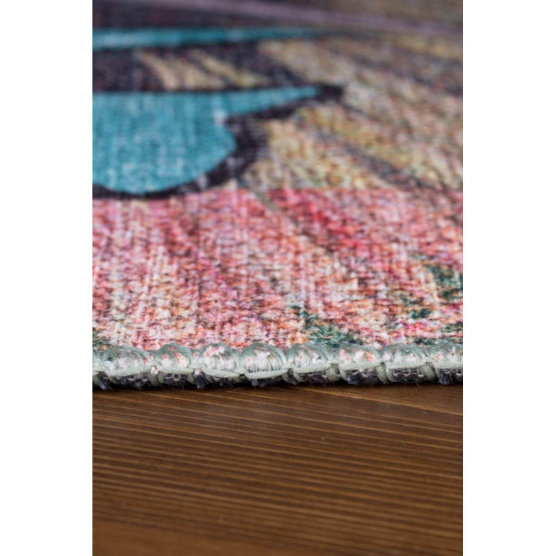 Woven Base Decorative Colourful Dinosaur Children's Rug, Square 8'3"