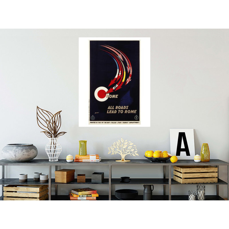 «Rome - All Roads plomb to Rome» par Mario Pozzati - Impression Giclée, H 40 po x l 32 po