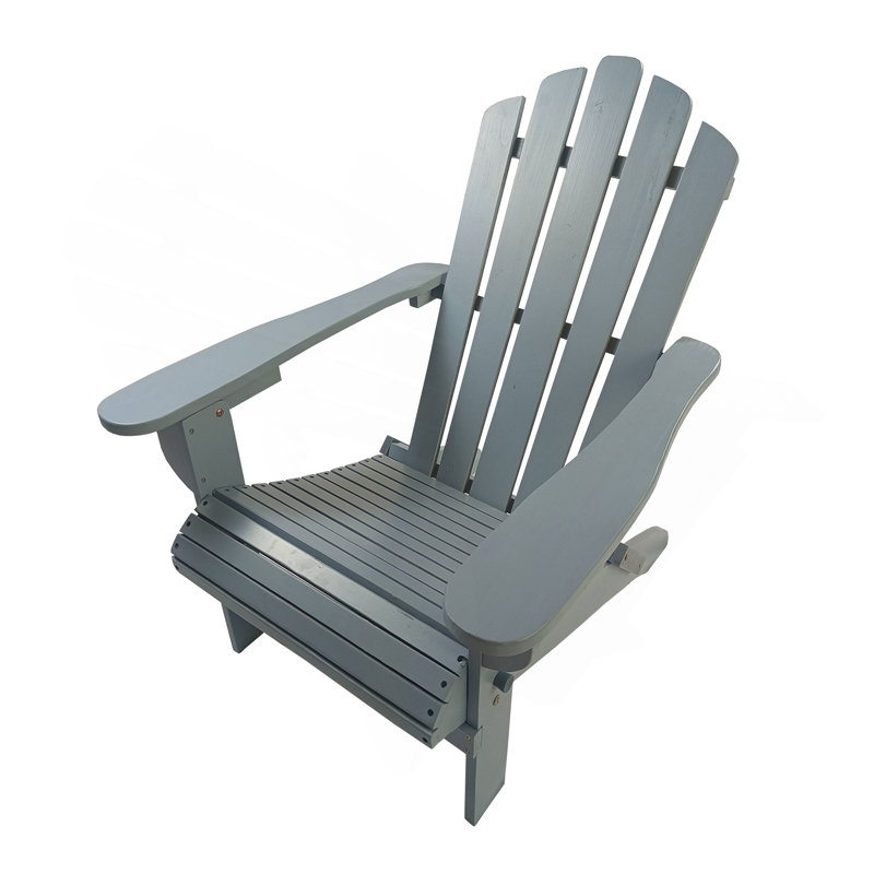 Outdoor Or Indoor Wood Adirondack Chair, Foldable, Grey, Gray