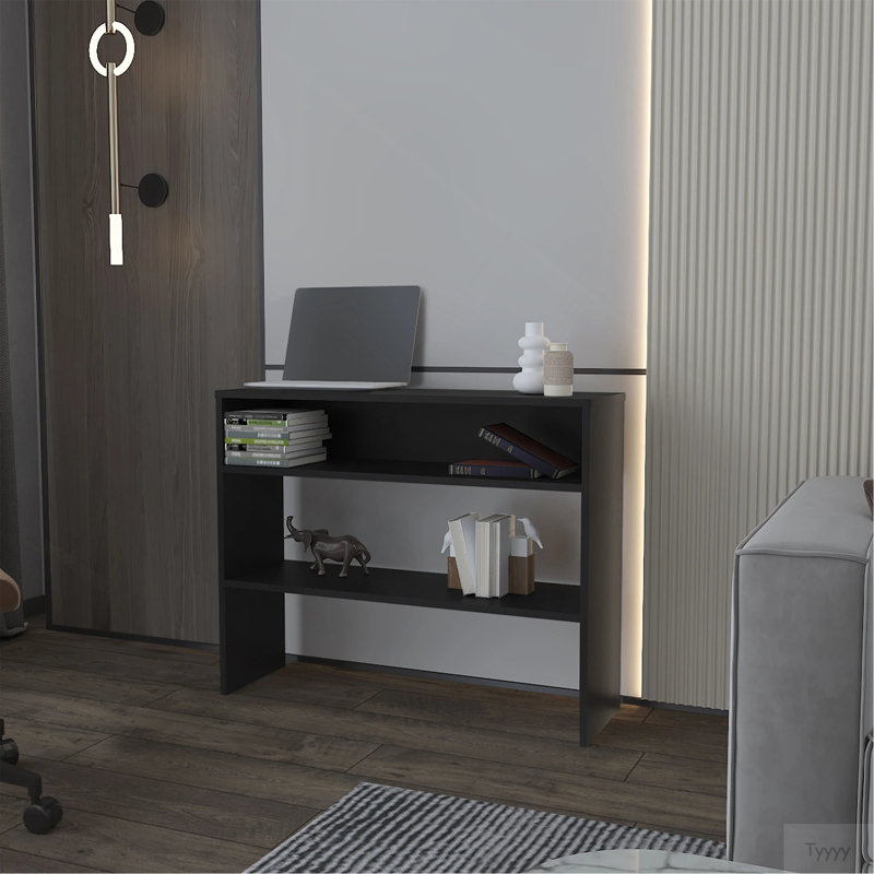 Console noire avec rangement ouvert