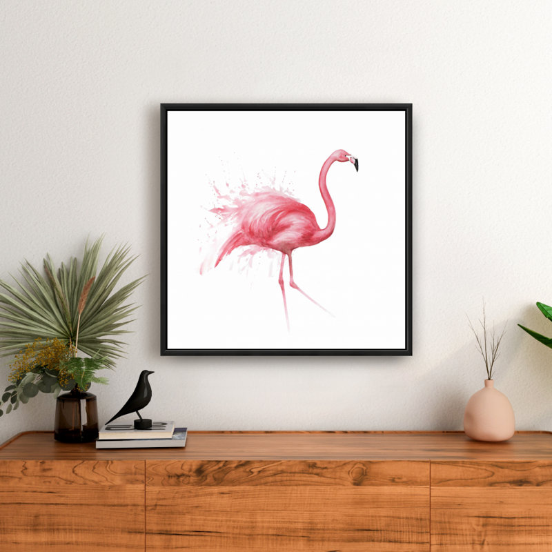 Aquarelle de flamant rose | Décoration de chambre à coucher - Art encadré