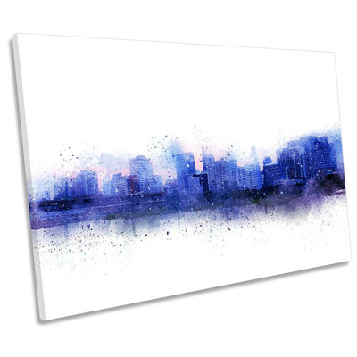 Blue Modern Cityscape - Wrapped Canvas Print