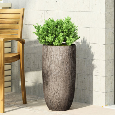 Pot à fleurs - Améliorez l'espace extérieur avec de l'oxyde de magnésium, 14,37 x 14,37 x 26,26 po, 22,1 lb, attrait naturel pour la beauté, 14,37 po X 26,26 ajouté