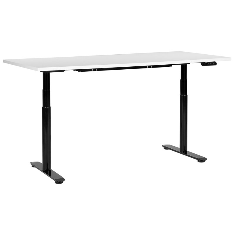 Ashrita Adjustable Metal Base Standing Desk, White, 119cm H x 180cm W x 80cm D, Black