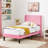 Twin Size Velvet Bed Frame with Wingback Headboard, Upholstered Platform Bed with Wing Side Channel Tufted Headboard, Solid Wooden Slats Support, No Box Spring Needed, Noise Free, Pink-514089474-514089484