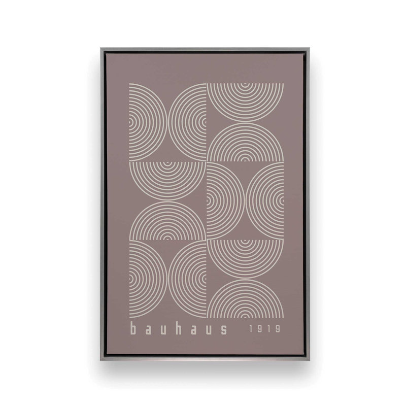 Affiche de composition Bauhaus, Cadre flottant en chrome poli, H 12,75 po x l 8,75 po, Taupe chaleureux