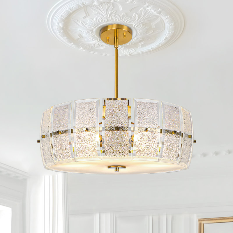 Khyryn Modern 5 Lights Drum Crystal Chandelier, Gold