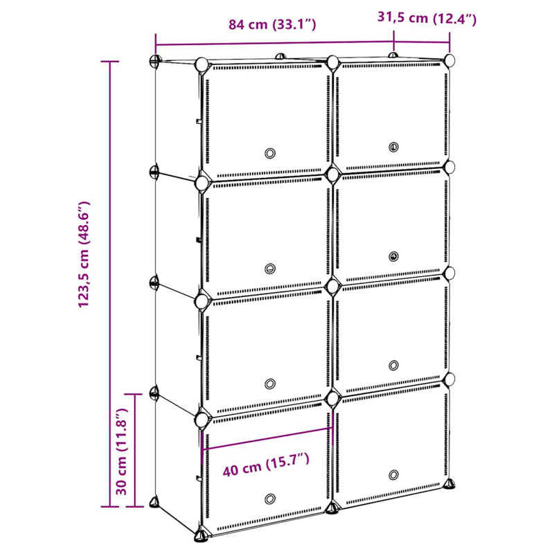 vidaXL Storage Cube Organizer Black Polypropylene Medium Modular