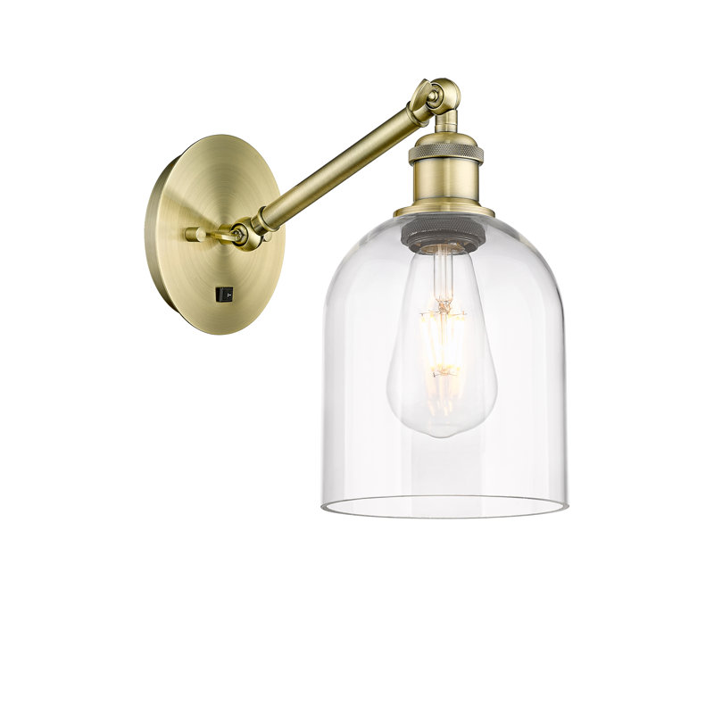 Odaniel Steel Armed Sconce, Clear, Antique Brass