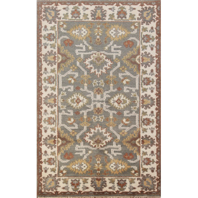 Tapis gris pour vestibule oriental gris Oushak 3 x 6