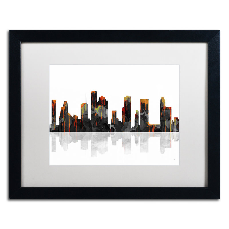 « houston texas horizon », impression encadrée sur toile, H 16 po x l 20 po x P 0,5 po, Noir
