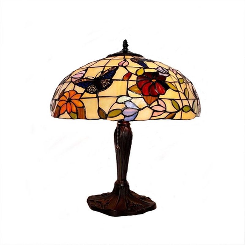 Lampe de table style fleurs et papillons Tiffany