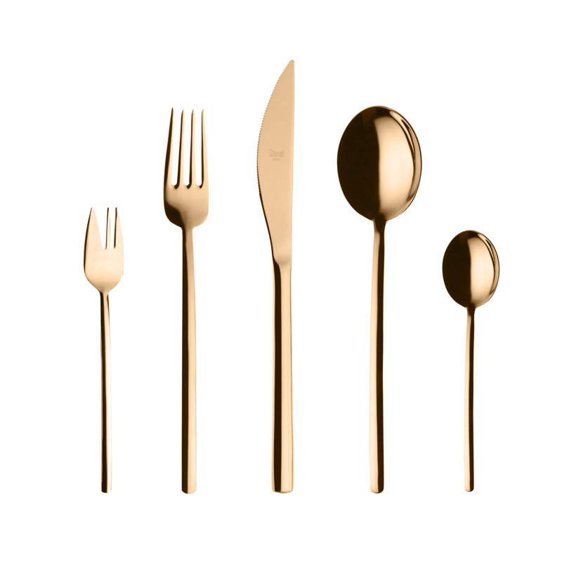 Ensemble de couverts raison avec fourchettes à gâteaux - 30 pièces - doré, Doré