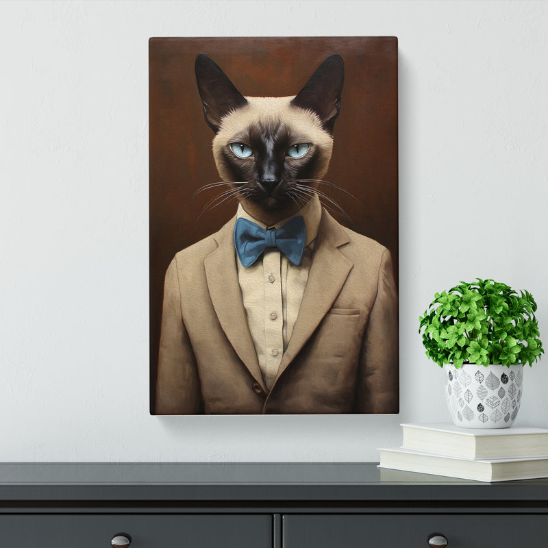 Siamese Cat In A Suit No.4 - Print, 50cm H x 35cm W x 3cm D