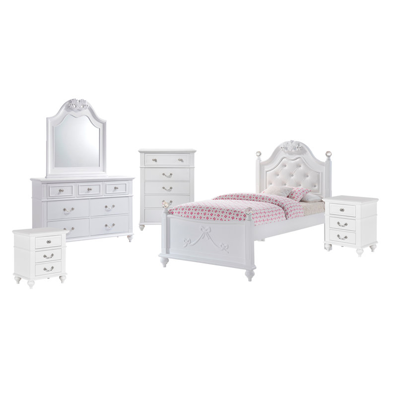 Ensemble de chambre à coucher avec lit plateforme simple 6 pièces Kirklan