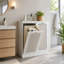 Armoire à linge autoportante blanche de 76 cm (29,92 pouces), meuble de rangement de salle de bain à persiennes et à ouverture inclinable avec panier à linge en tissu pliable et amovible de 30 L, armoire à linge compacte et dissimulée pour petites salles de bain