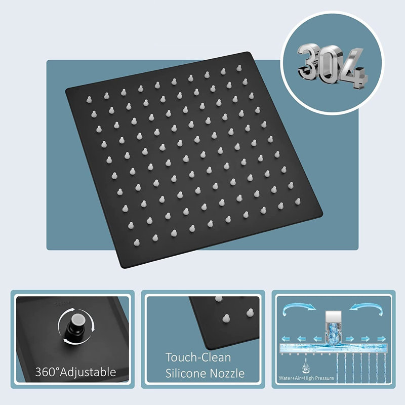 Rain Adjustable Shower Head, Matte Black