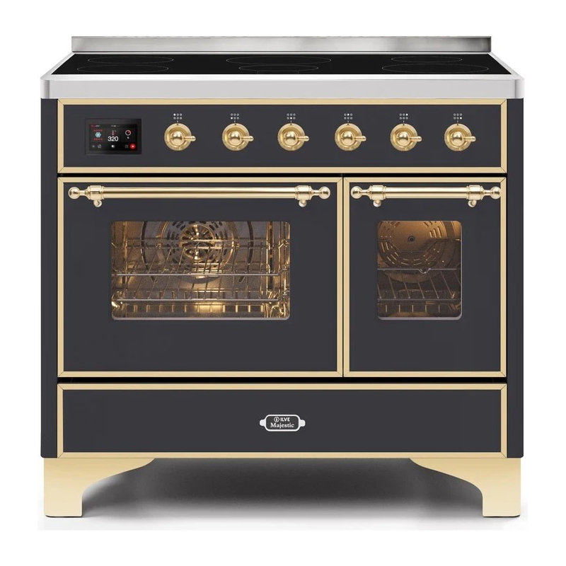 Majestic II 40" Freestanding Induction Range, Matte Graphite/Brass